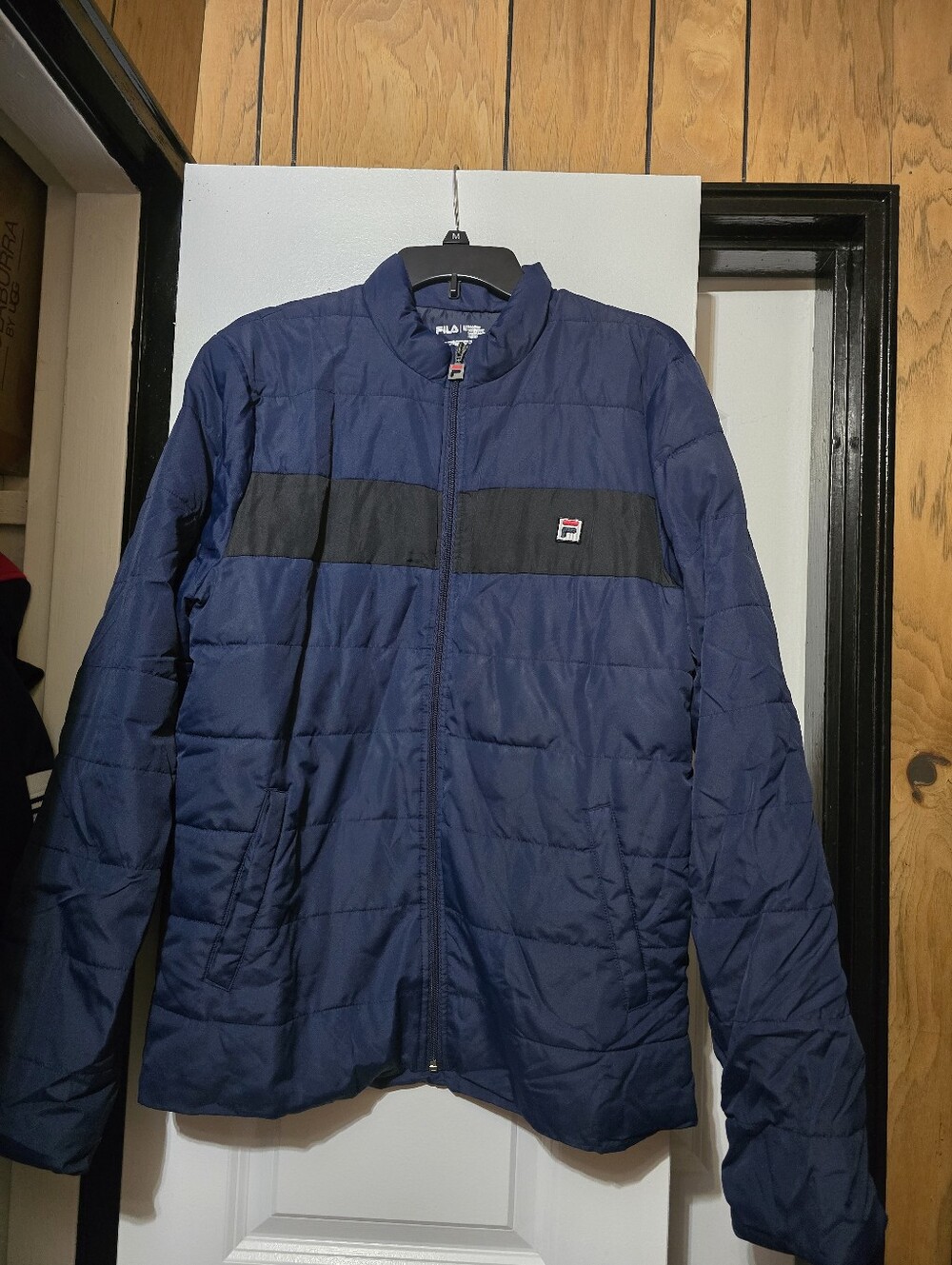 Fila Men's Navy Blue Full Zip Lightweight Jacket W Black Stripe - Size Medium